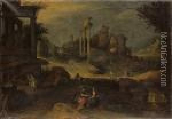 Paysage De Ruines Avec Mars Et Venus Oil Painting - Willem van, the Younger Nieulandt