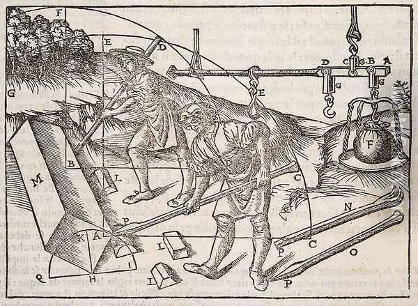 Methods of moving stone blocks, from 'Di Lucio Vitruvio Pollione de architectura a libri dece', 1521 Oil Painting - Cesare di Lorenzo Cesariano
