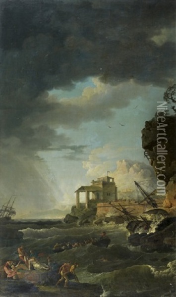 Cote Mediterraneenne Par Gros Temps Oil Painting - Jean d'Arles Henry