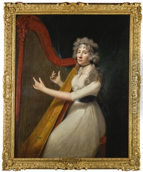 The Harpist Oil Painting - Lemuel Francis Abbott