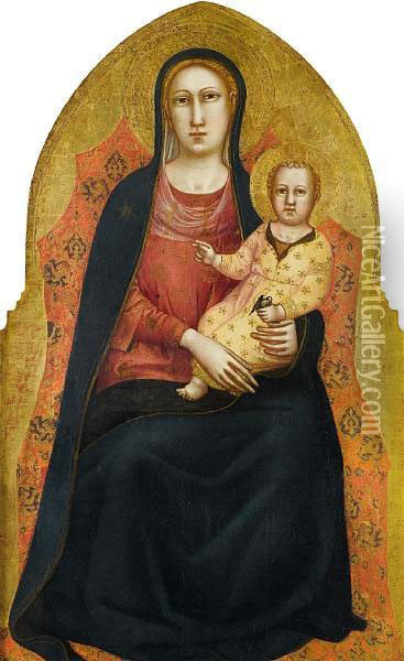 The Madonna And Child Enthroned Oil Painting - Bicci Di Lorenzo