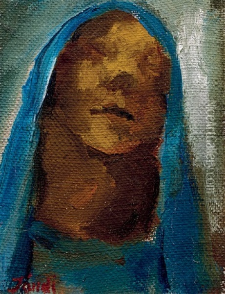 The Blue Kerchief Oil Painting - David Jandi