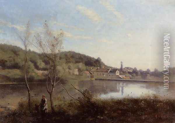 Ville d'Avray, the Large Pond and Villas Oil Painting - Jean-Baptiste-Camille Corot