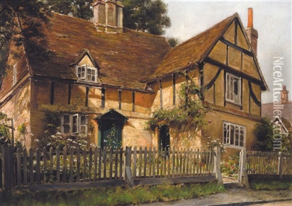 Villa In Scheam, Surrey Oil Painting - Gerard Jozef Portielje