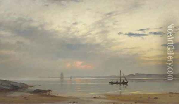 Evening harmony in Norway Oil Painting - Amaldus Clarin Nielsen
