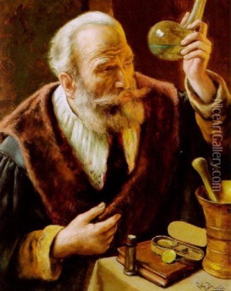 Der Alchimist Oil Painting - Leon de Meutter Brunin