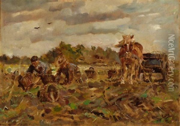 Farmers On The Land Oil Painting - Erasmus Bernhard Van Dulmen Krumpelman