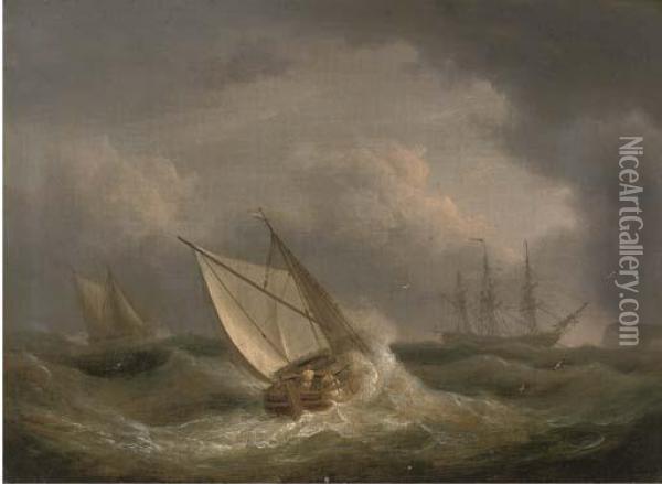 Riding Out The Gale Off The Ness Oil Painting - Thomas Luny
