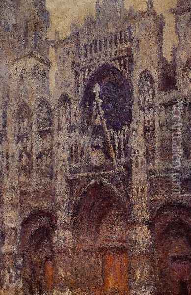 Rouen Cathedral The Portal Grey Weather Oil Painting - Claude Oscar Monet