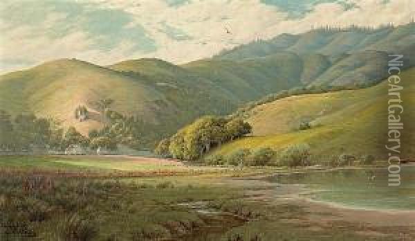Farm At The Base Of The Hills Oil Painting - Jack Wisby
