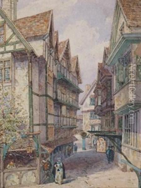 Views Of Old London Oil Painting - Samuel Hurd