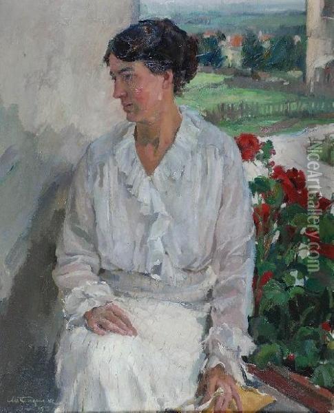 Portret Pani Von Kunz Oil Painting - Jan Autengruber