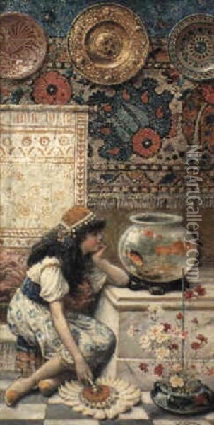 The Goldfish Bowl Oil Painting - William Stephen Coleman
