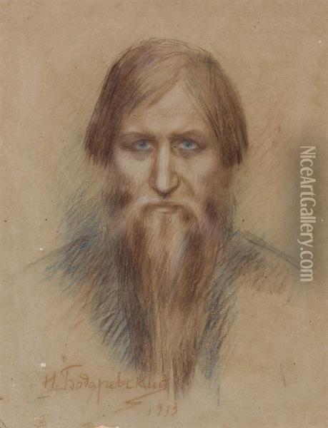 Portrait Of Rasputin Oil Painting - Nikolai Kornilievich Bodarewsky