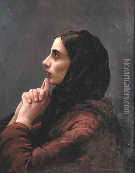 Young Woman at Prayer, 1879 Oil Painting - Vasilij Ivanovic Surikov