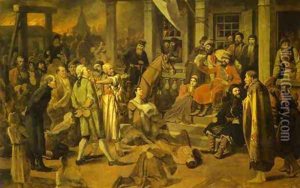Pugachev's Judgement, 1879 Oil Painting - Vasily Perov