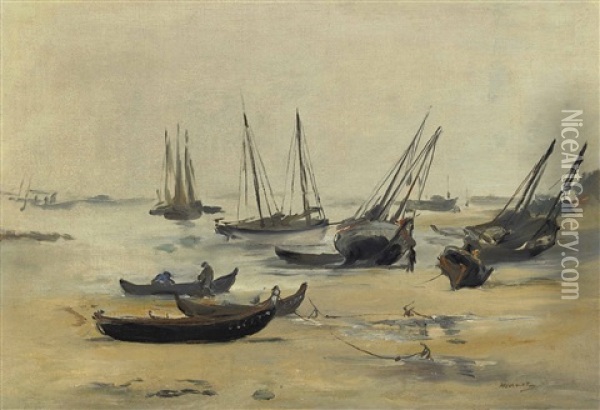 La Plage A Maree Basse Oil Painting - Edouard Manet