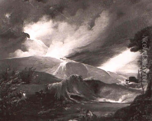 Eruption Du Vesuve Oil Painting - Ippolito Caffi