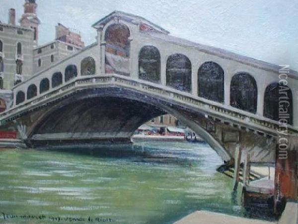 Venise - Le Pont Du Rialto Oil Painting - Rene Const. Jeanneret