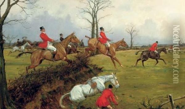 Jumping The Ditch Oil Painting - George Wright