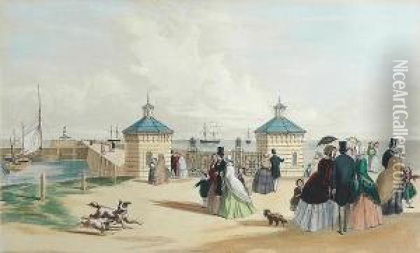 A Set Of Eight Views Of Lowestoft Oil Painting - Henry Charles Trery