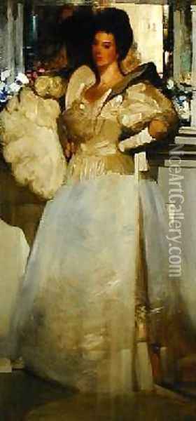 Opal and Grey Portrait of Miss Rachel White 1897 Oil Painting - Arthur Melville