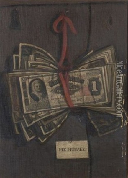 A Bundle Of Bills - A Trompe L'oeil Painting Oil Painting - Ferdinand Danton the Younger
