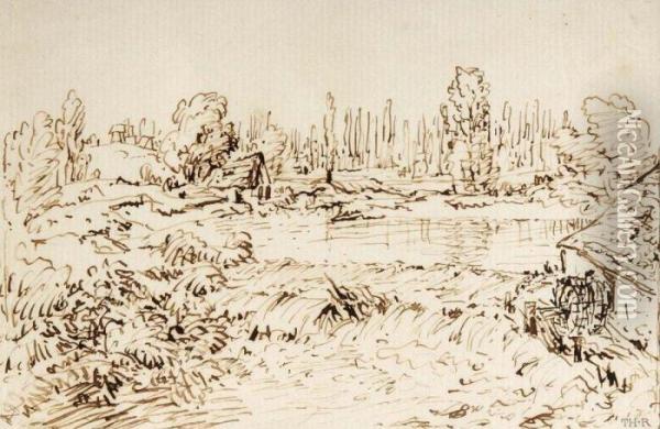 Campagne Dessin A L'encre Oil Painting - Theodore Rousseau