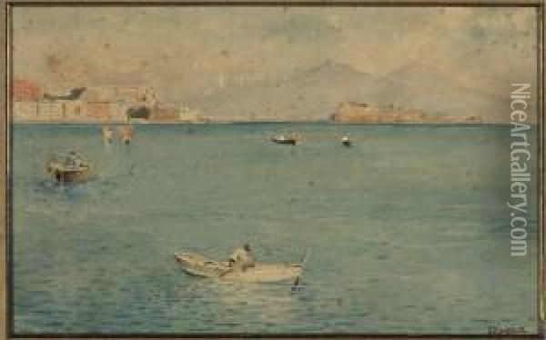 Pescatori A Napoli Oil Painting - Edoardo Monteforte