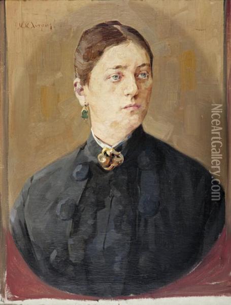 Portrait Of A Lady Oil Painting - Nicholaos Lytras
