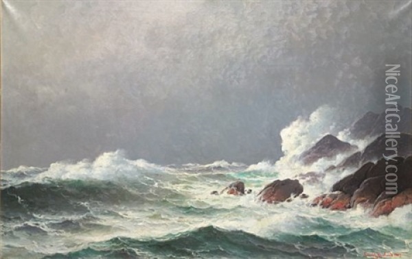 Havet Bryter Oil Painting - Lauritz Haaland