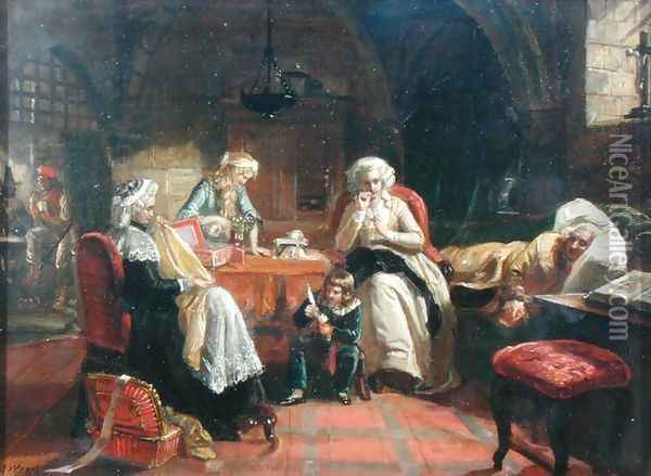 The Royal Family of France in the Temple Oil Painting - Edward Matthew Ward