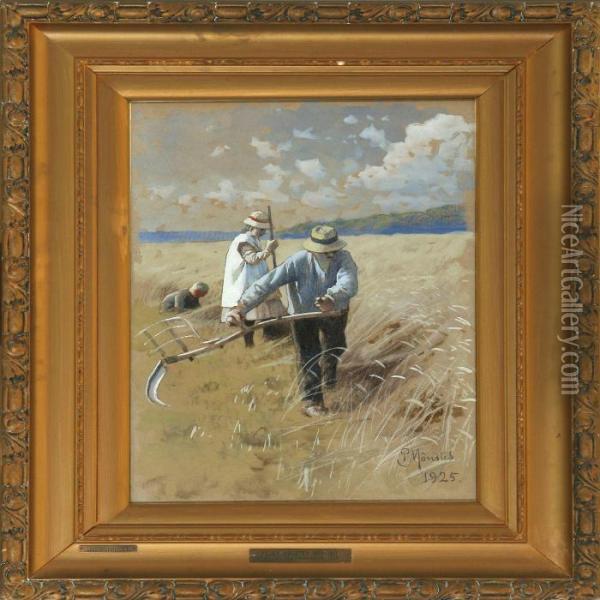 Harvest Scene Oil Painting - Peder Mork Monsted