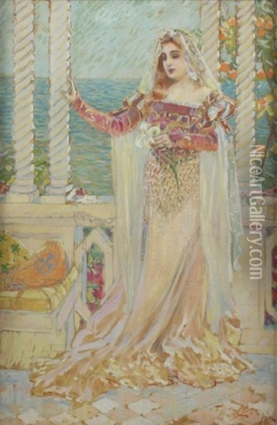 Bride (woman On Balcony) Oil Painting - William de Leftwich Dodge