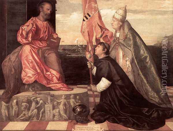 Pope Alexander IV Presenting Jacopo Pesaro To St Peter Oil Painting - Tiziano Vecellio (Titian)