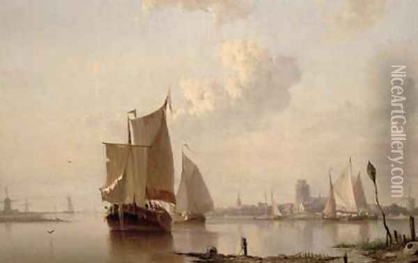Boats in Harbour Oil Painting - Everhardus Koster