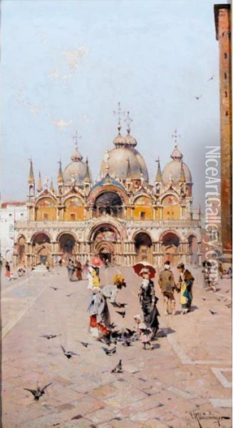 San Marco In Venedig Oil Painting - Franz Richard Unterberger