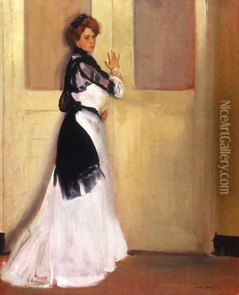 Girl in White 1901 Oil Painting - Alfred Henry Maurer