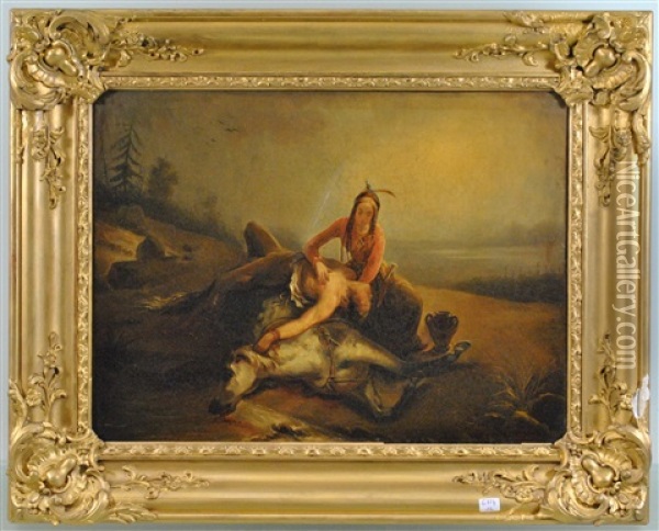 Indienne Avec Cavalier Blesse Oil Painting - Louis Gallait