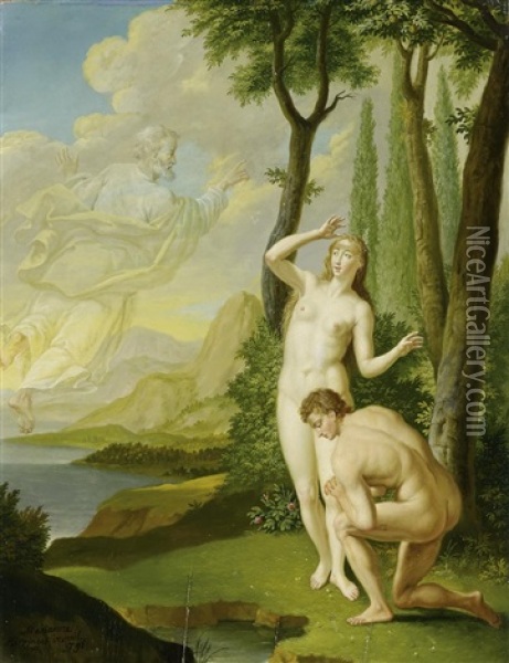 Gottvater Mit Adam Und Eva Oil Painting - Marianna Kuerzinger