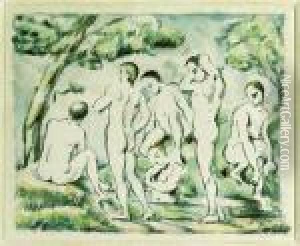 Les Baigneurs, Petite Planche (venturi 1156; Druick Iii; Johnson22) Oil Painting - Paul Cezanne