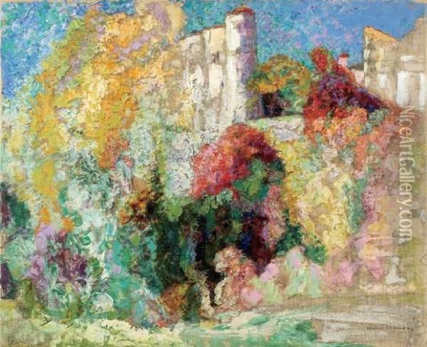 Chateau De La Tour Fondue, Automne Oil Painting - Victor Charreton
