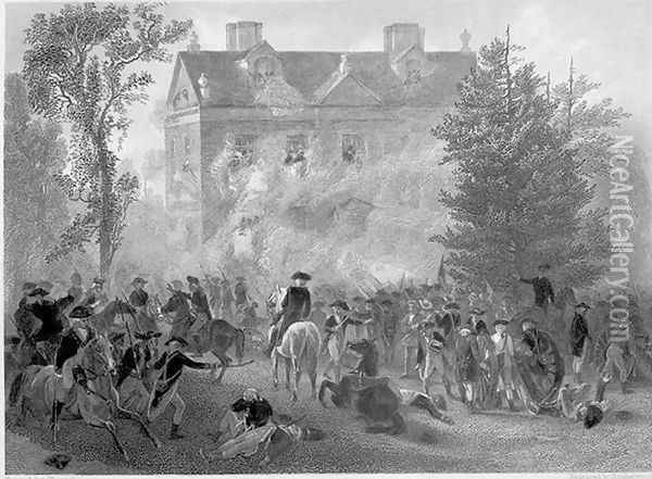 The Battle of Germantown at Chew House in 1777, c.1860 Oil Painting - Alonzo Chappel