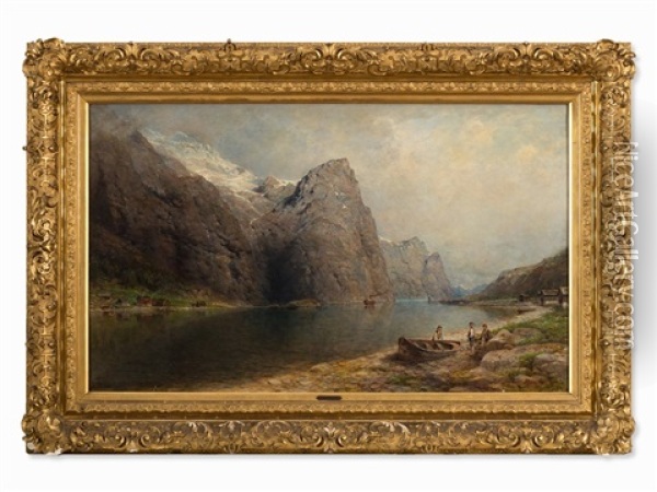Fjord Landscape Oil Painting - Julius Karl Rose