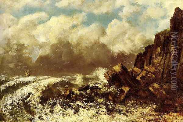 Marine A Etretat Oil Painting - Gustave Courbet