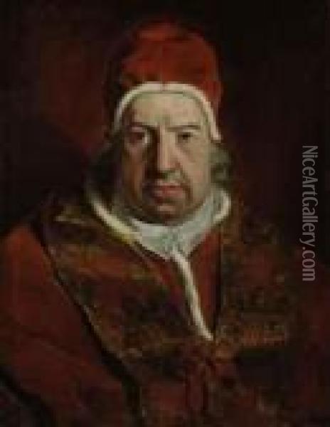 Portrait Of Pope Benedict Xiv, Bust-length Oil Painting - Pierre Subleyras
