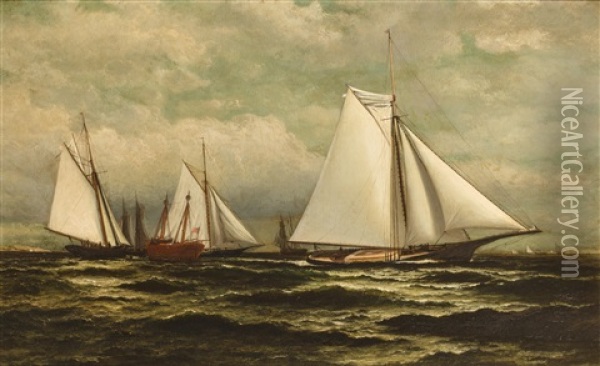 The Goelet Prize For Sloop Yachts With Gracie In The Lead Oil Painting - William Bradford