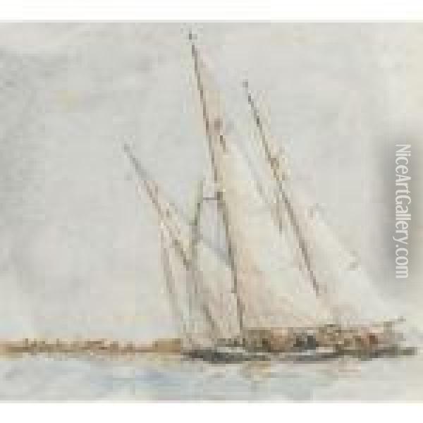 Studies Of Sailboats: Three Works Oil Painting - Arthur John Trevor Briscoe