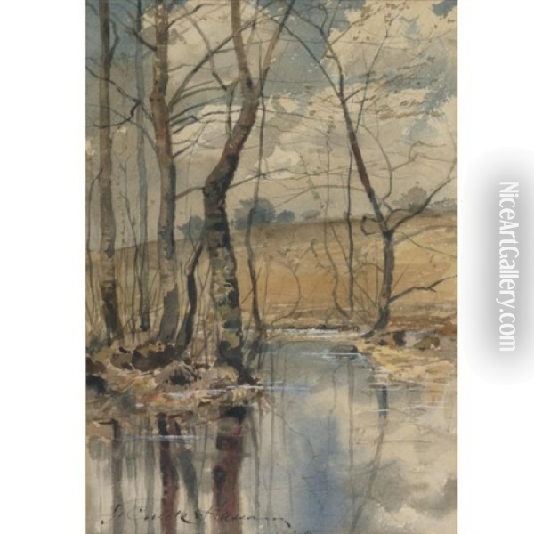 Woodland Pond Oil Painting - Childe Hassam
