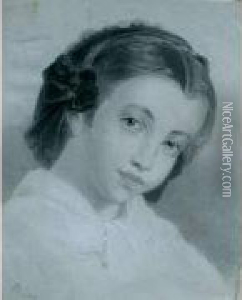 Portrait D'une Jeune Fille (1826) Oil Painting - Alexej Gavrilovitj Venetsianov